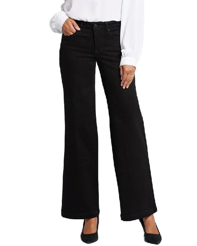 Comfortable tight trousers for women with soft cotton fabric and stretch -NYDJ Teresa Black Wide Leg Jean