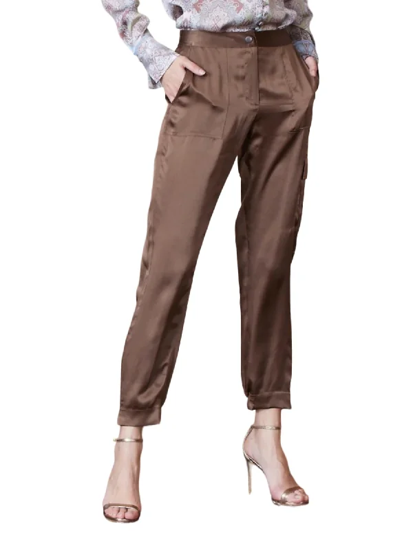 Classic tight trousers for women with smooth fabric and chic, timeless design -Luxe Cargo Hold Pant