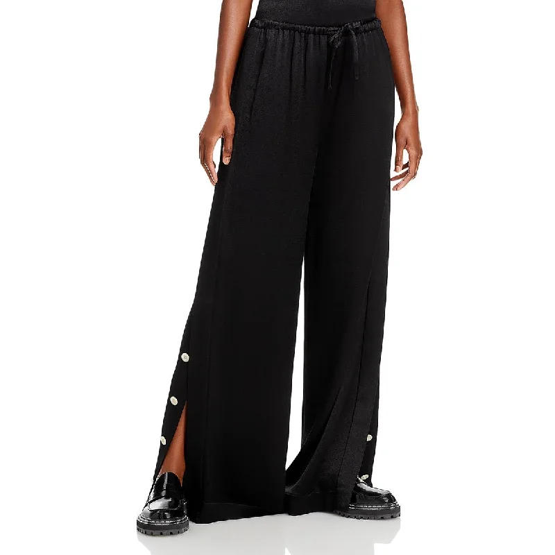 Tight trousers for women with belt loops and classic design for versatile look -Proenza Schouler Womens Hazel Satin Drawstring Wide Leg Pants