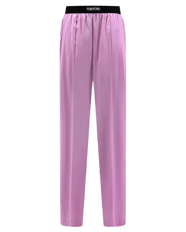 Classic tight trousers for women with smooth fabric and chic, timeless design -Tom Ford Womens Silk Trousers In Pink