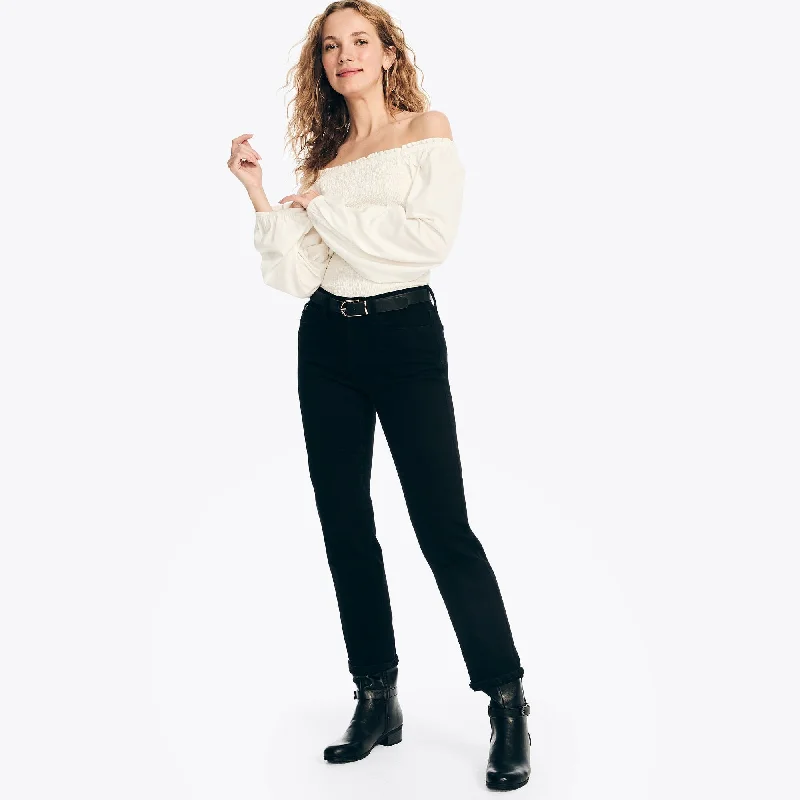 Lightweight tight trousers for women with breathable fabric and easy styling -Nautica Womens Sustainably Crafted Mid-Rise Straight Denim