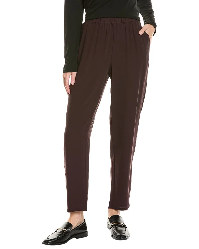 Stylish tight trousers for men with tapered leg and contemporary look -EILEEN FISHER High Waisted Silk Tapered Ankle Pant