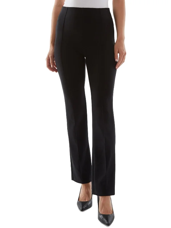 High-waisted tight trousers for women with flare leg and retro aesthetic -Womens Pintuck Pull On Straight Leg Pants