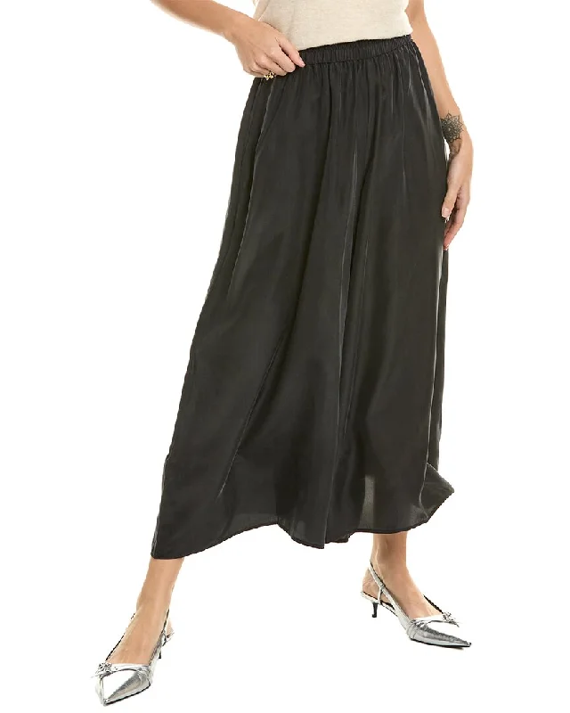 Vintage-inspired tight trousers for women with buttoned waist and retro charm -EILEEN FISHER Cropped Silk Wide Leg Pant