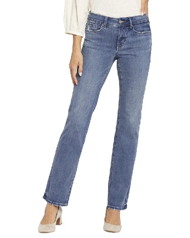 High-waisted tight trousers for women with belt loops for added style -NYDJ Marilyn Romance Straight Leg Jean