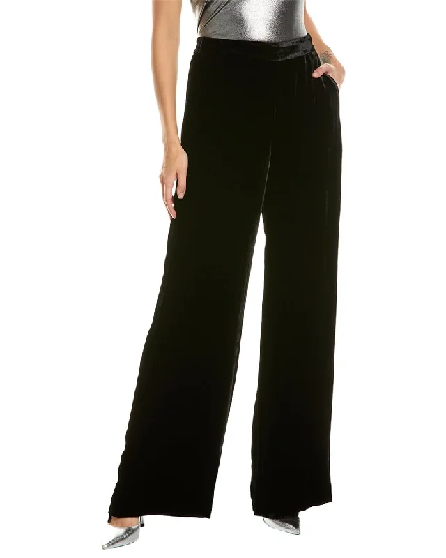 High-waisted tight trousers for women with belt loops for added style -Kobi Halperin Marci Silk-Blend Velvet Pant