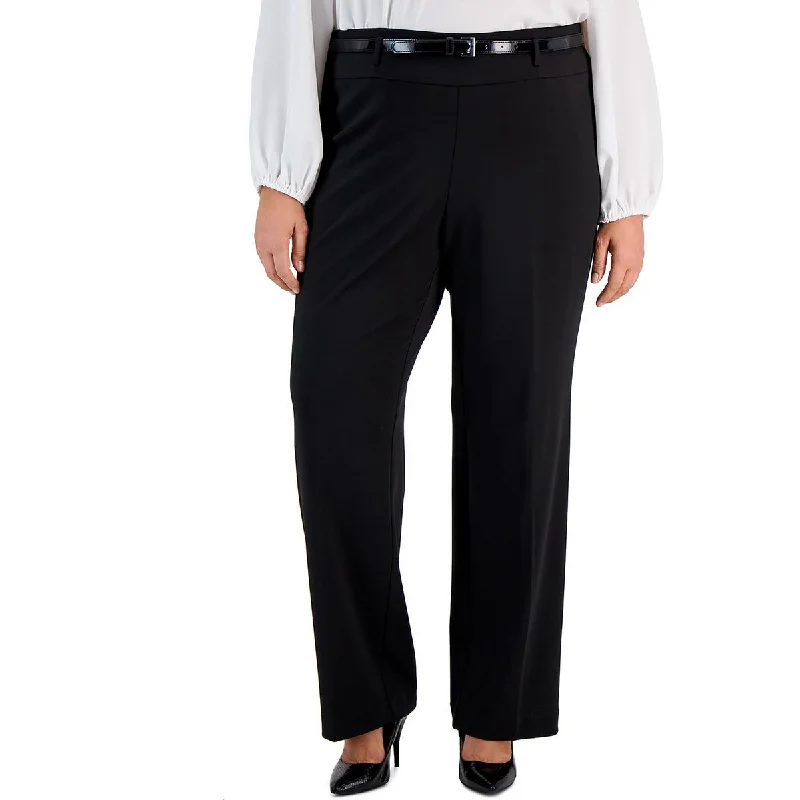 High-waisted tight trousers for women with belt loops for added style -Kasper Womens Plus High Rise Work Wear Bootcut Pants