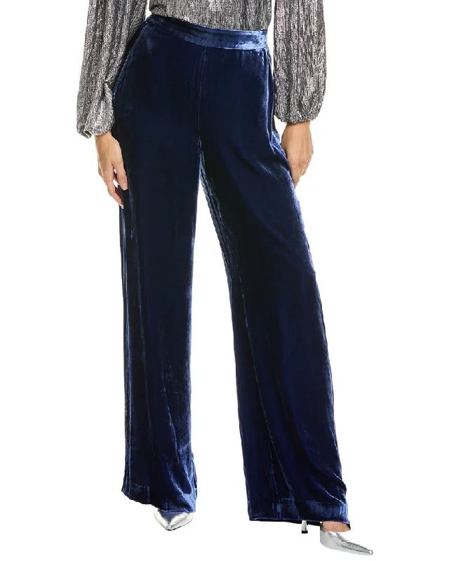 Stretch-fit tight trousers for women with all-over fit and body-hugging silhouette -Kobi Halperin Marci Silk-Blend Velvet Pant