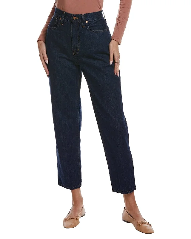 Luxury tight trousers for women with fine fabric and elegant tailoring -Madewell Baggy Indigo Tapered Jean