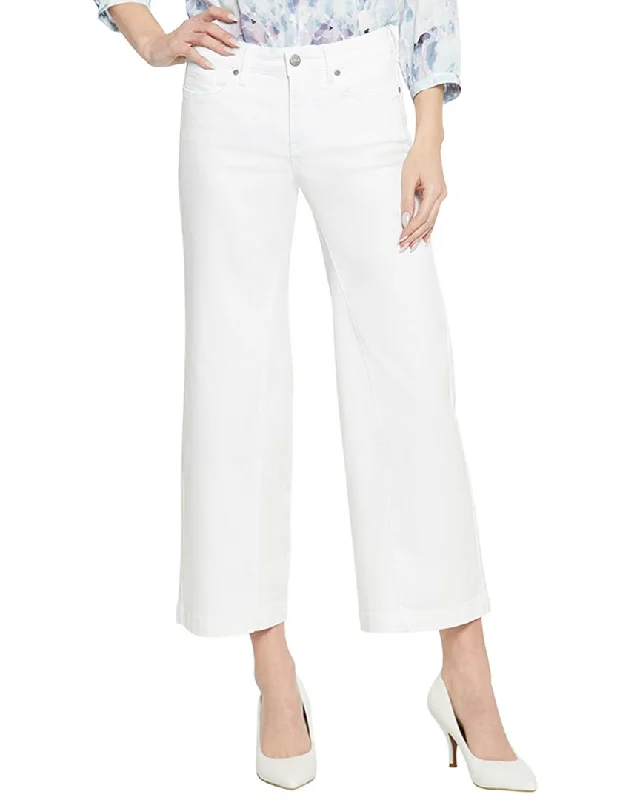 Casual tight trousers for women with cotton blend fabric for easy everyday wear -NYDJ Teresa Optic White Wide leg Jean