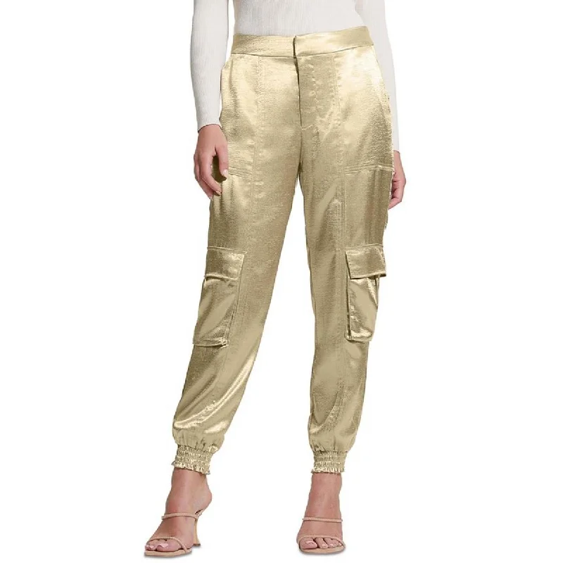 Business casual tight trousers for men with sleek design and refined finish -Guess Womens Cargo Shiny Satin Cargo Pants