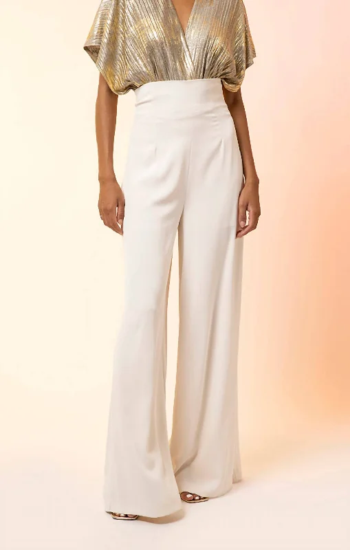 Sleek tight trousers for men with black color and slim, sharp cut -Lyla High Waist Pants In Cream