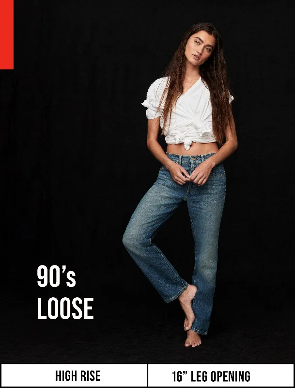 Vintage-inspired tight trousers for women with buttoned waist and retro charm -Lucky Brand Women's High Rise 90S Loose