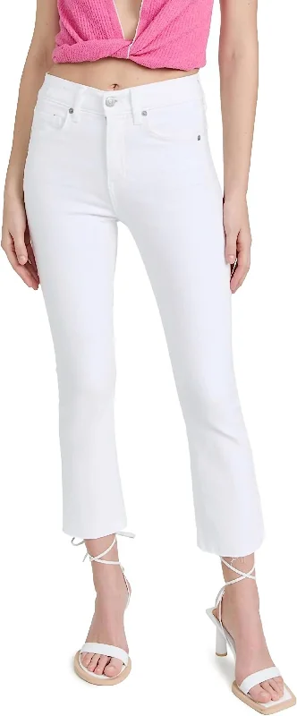 Tight trousers for women with pockets and slim silhouette for practical fashion -Carly Kick Flare Raw Hem Jeans In White