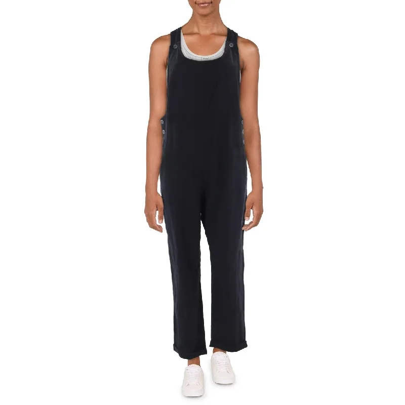 Tailored stretch tight trousers for women with comfortable waistband and flattering design -L'Space Womens Freya Cotton Cropped Overall