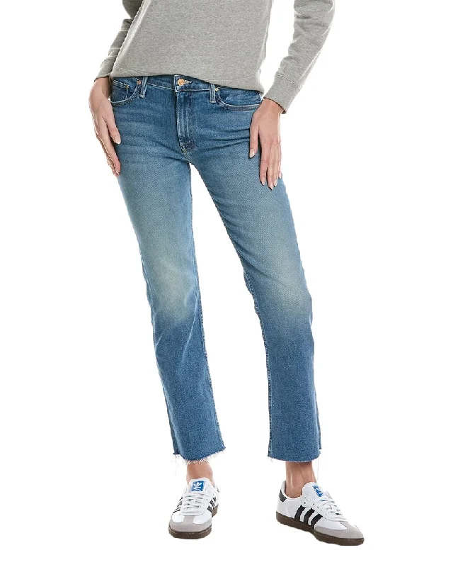 Sporty tight trousers for men with elastic waistband and athletic cut for movement -MOTHER The Mid-Rise Rider Flood Fray Monkey In The Middle Straight Leg Jean