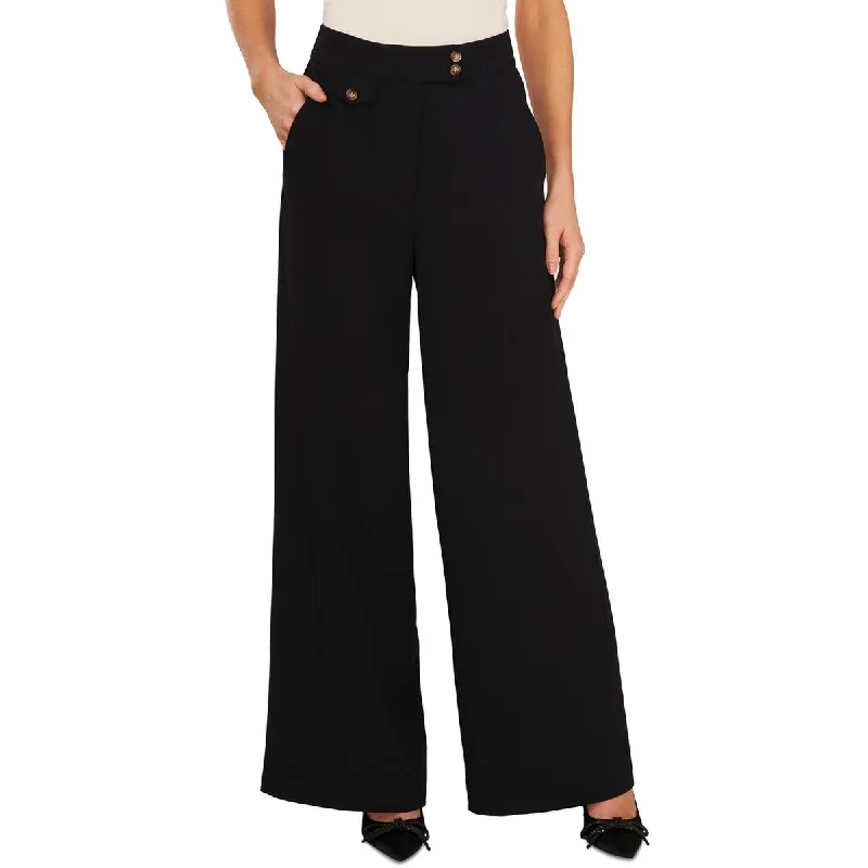 Tight trousers for women with leather accents and modern, bold design -CeCe Womens Wide Legs Flat Front Trouser Pants