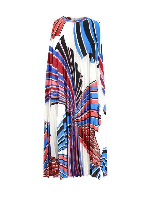 Prom Dresses for School Dance -Pleated Jersey Print Dress