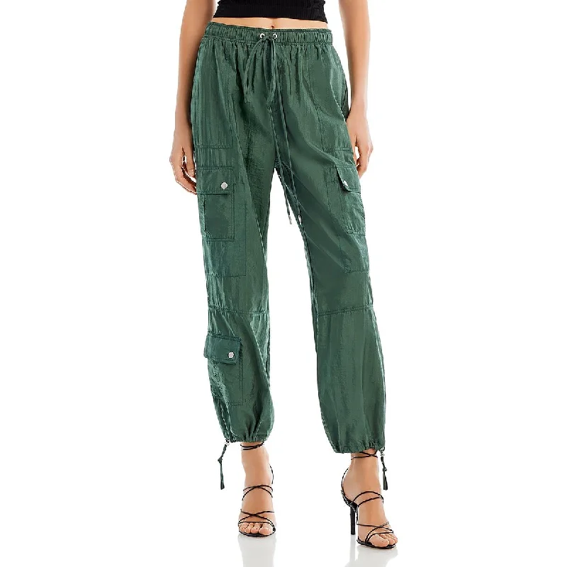 Boho-inspired tight trousers for women with earthy tones and relaxed fit -Cinq a Sept Womens Parachute Drawstring Cargo Pants