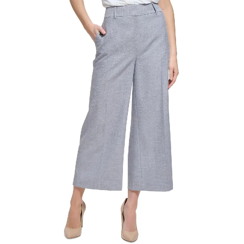 Tapered tight trousers for women with ankle-length fit and minimalist style -Tommy Hilfiger Womens High Rise Cropped Wide Leg Pants