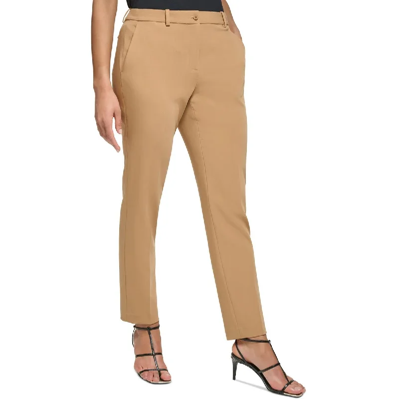 Tight-fitting trousers for men with stretchable material for flexibility and comfort -DKNY Womens High Rise Solid Straight Leg Pants