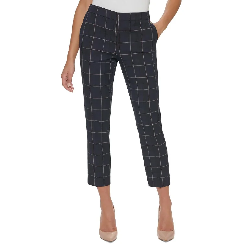 Classic tight trousers for women with smooth fabric and chic, timeless design -Tommy Hilfiger Womens Elastic Waist Button Ankle Pants