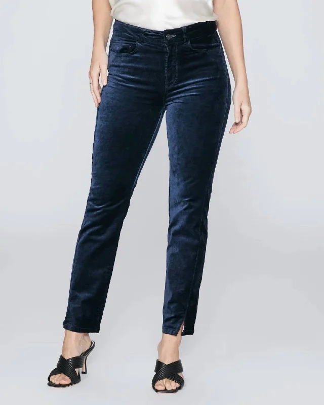 Tight office trousers for women with professional cut and flattering fit -Cindy Twisted Seam Pants In Deep Navy Velvet