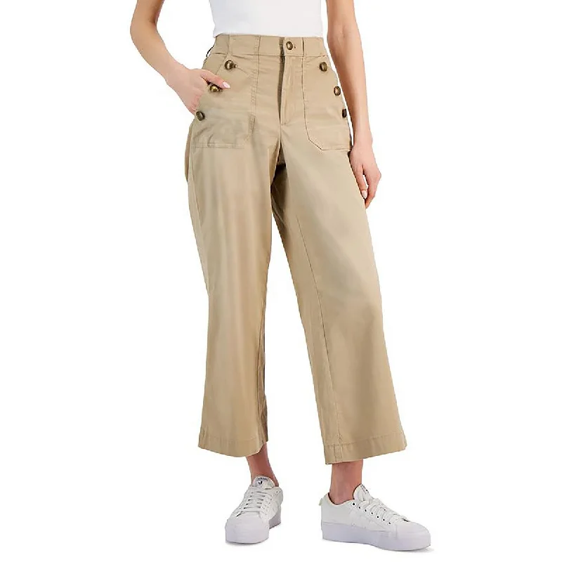 Classic tight trousers for men with slim fit and professional appearance -Nautica Womens High Rise Khaki Wide Leg Pants