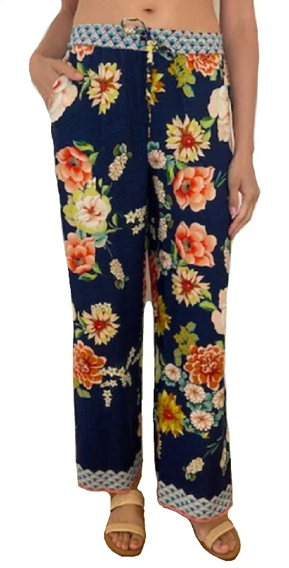 Statement tight trousers for women with bold color options for fashion-forward looks -Floral Border Split Pant In Multi