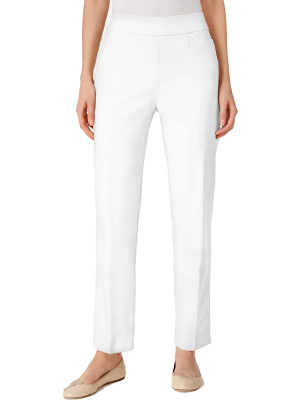 High-waisted tight trousers for women with tapered leg and vintage-inspired design -Petites Womens Stretch Heathered Dress Pants