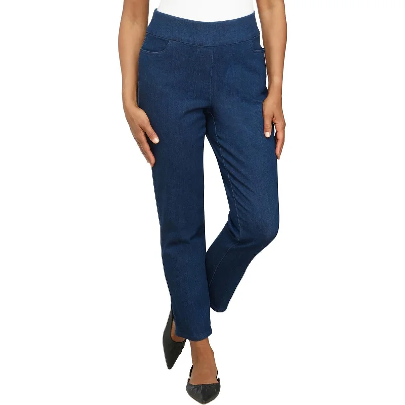 Tight fit trousers for women with ankle-length design and modern appeal -Alfred Dunner Womens Plus Denim Super Stretch Straight Leg Pants