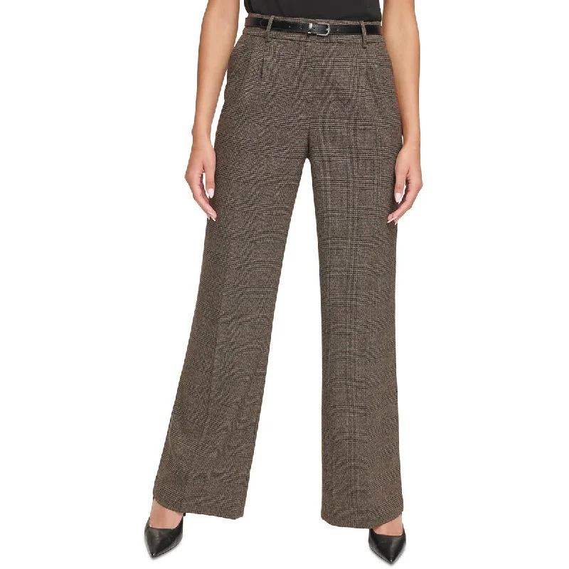 Lightweight tight trousers for women with breathable fabric and easy styling -Calvin Klein Womens High Rise Pleated Suit Pants