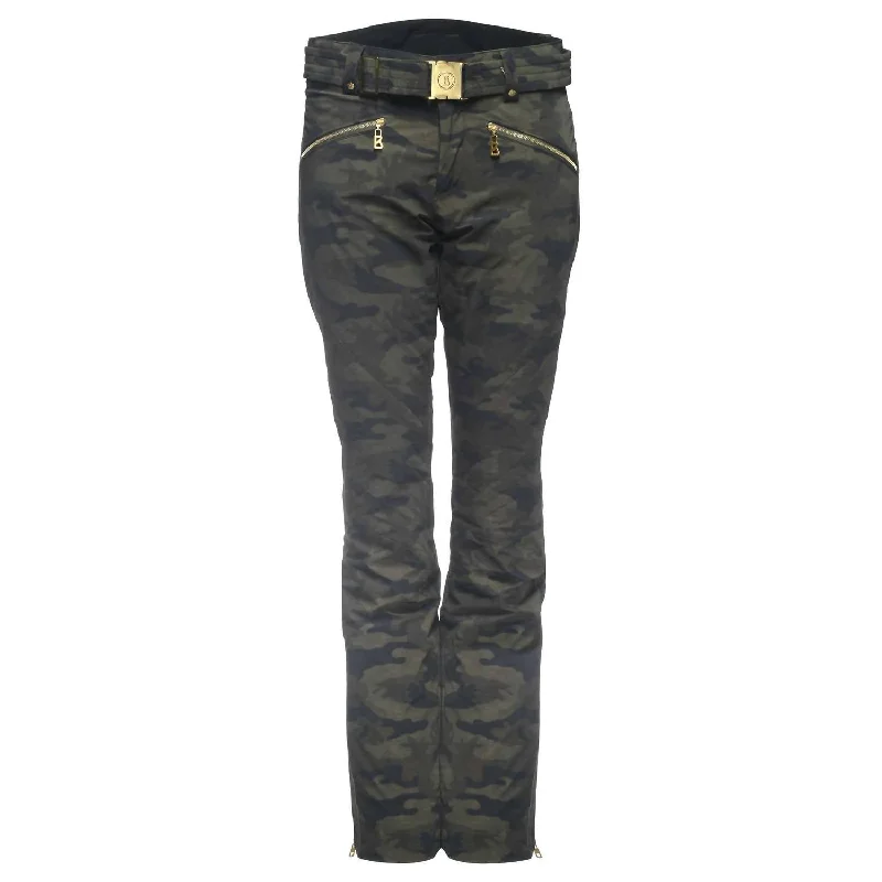 Tight trousers for women with leather accents and modern, bold design -Franzi2 Ski Pant In Dark Camo