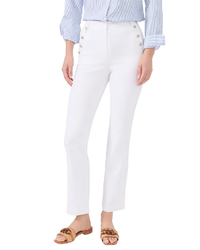 Tight trousers for women with faux leather material for sleek and modern look -J.McLaughlin Solid Grenz Long Pant