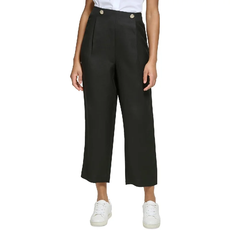 Casual tight trousers for men with slim cut and cotton fabric for comfort -Karl Lagerfeld Paris Womens Stretch Pleated Cropped Pants