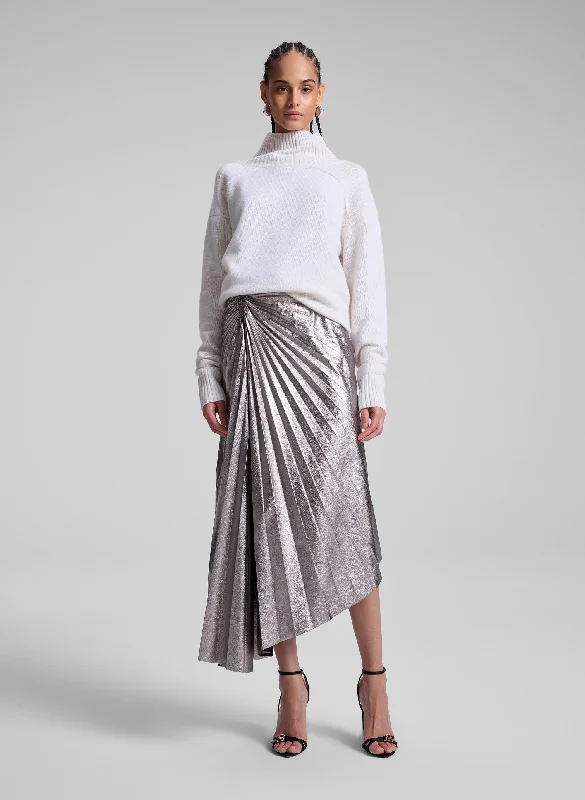 Abstract Dresses for Creative -Tracy Metallic Vegan Leather Skirt