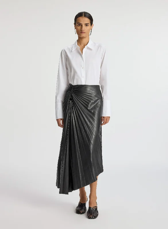 Leather Dresses for Luxury -Tracy Smooth Vegan Leather Skirt