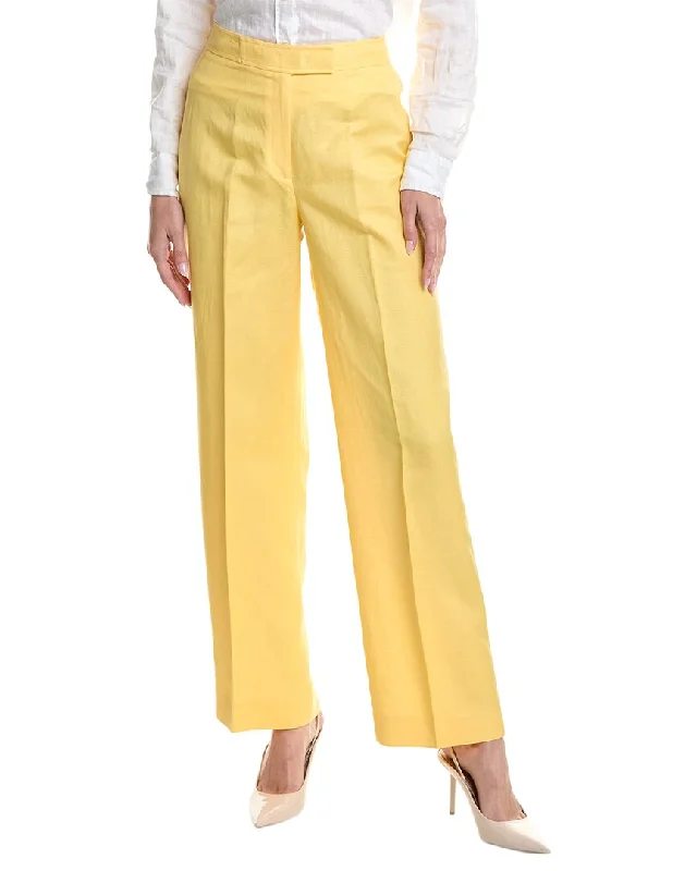 High-rise tight trousers for women with side zippers for easy styling -Anne Klein High-Rise Linen-Blend Wide Leg Pant