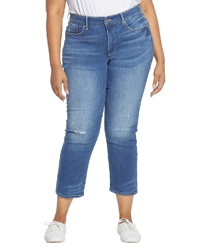 High-waisted tight trousers for women with flare leg and retro aesthetic -NYDJ Plus Marilyn Sacha Ankle Jean