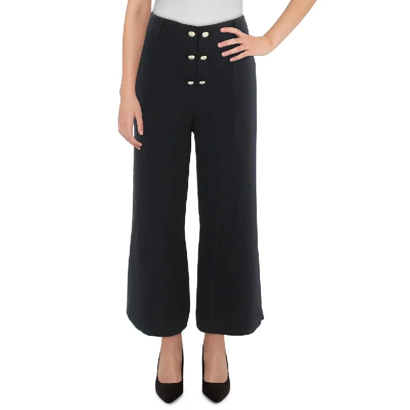 Bold color tight trousers for women with bright hues and daring style choices -Karl Lagerfeld Paris Womens Button Crepe Wide Leg Pants