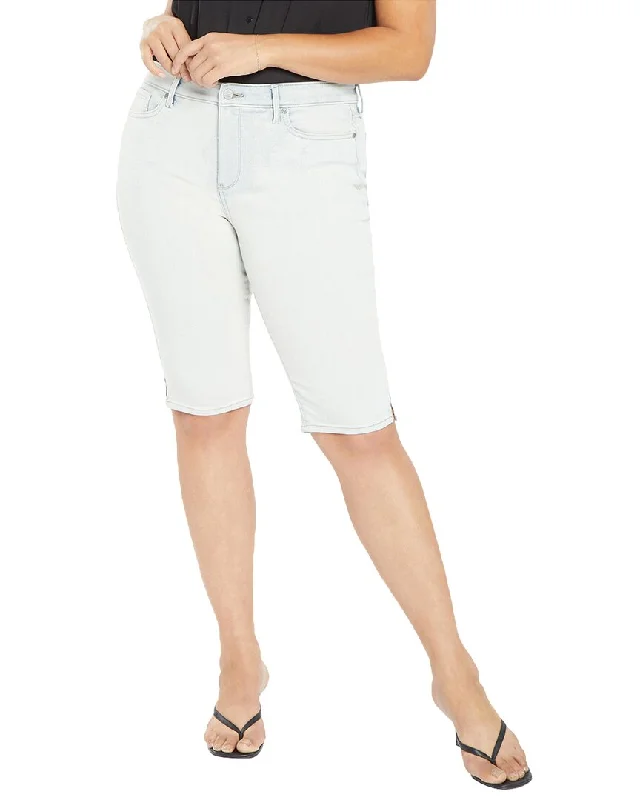 Trendy tight trousers for women with zipper details and edgy finish -NYDJ Plus Knee Capri Riveted Ss Slits Jean