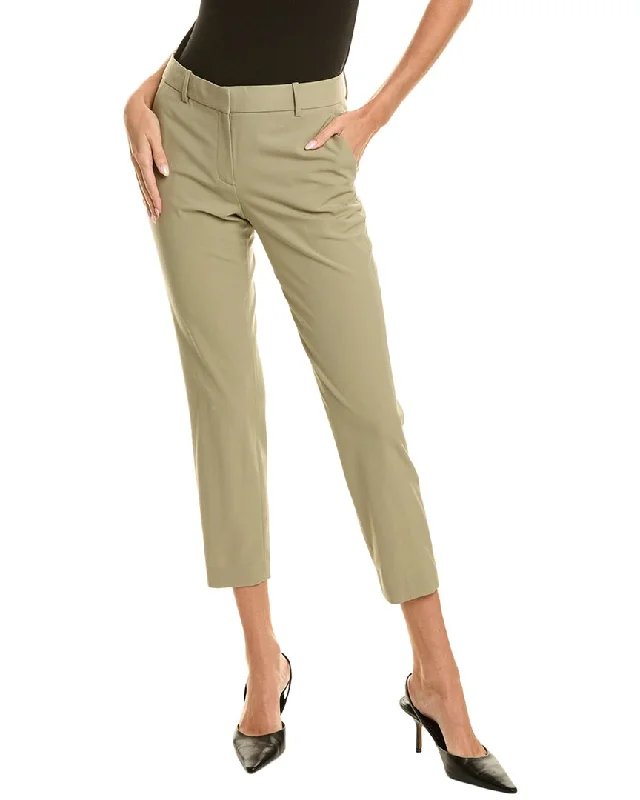 Tight cargo trousers for women with stylish pockets and slim cut for urban look -Theory Treeca Wool-Blend Pant