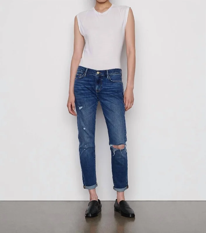 High-waisted tight trousers for women with slimming silhouette and smooth fit -Le Garçon Boyfriend Jean In Eaton