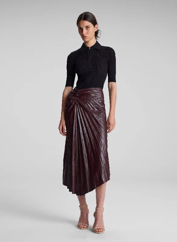 Buttoned Dresses for Stylish -Tracy Textured Vegan Leather Skirt