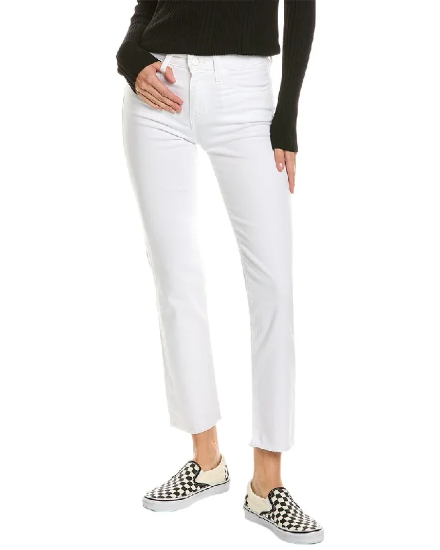 Stretchy knit tight trousers for women with soft fabric and relaxed fit -JOE'S Jeans The Lara White Cigarette Ankle Jean