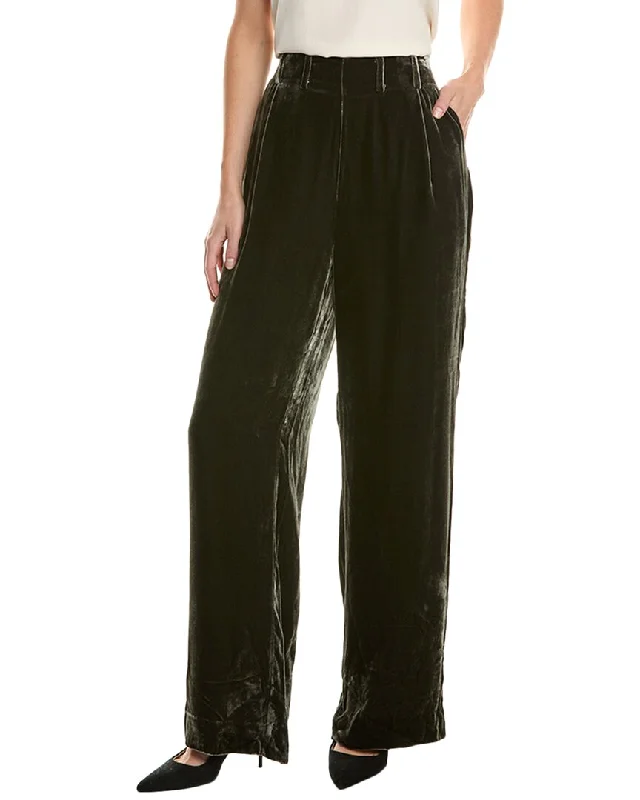 Tailored stretch tight trousers for women with comfortable waistband and flattering design -Marie Oliver Ashlyn Velvet Silk-Blend Pant