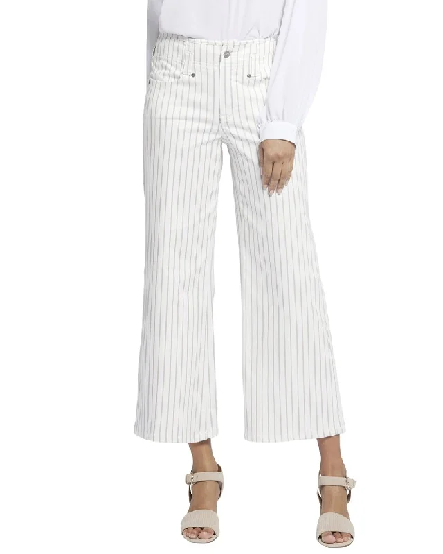 Vintage-inspired tight trousers for women with buttoned waist and retro charm -NYDJ Teresa Beach Cruise Stripe Wide Leg Jean