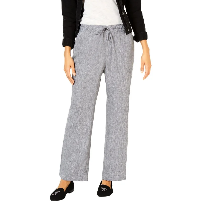 Skinny tight trousers for women with ankle-length and flattering cut -Charter Club Womens Plus Woven Wide Leg Pants