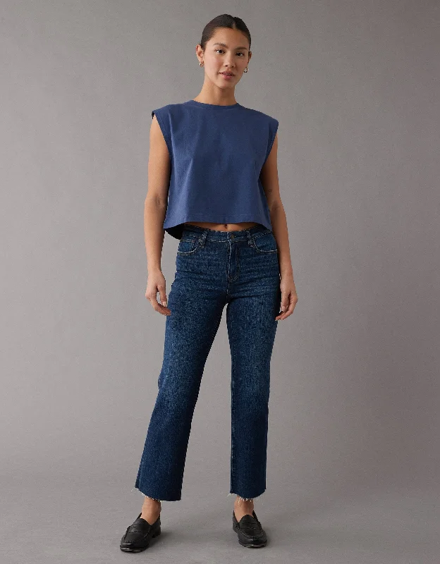 Luxury tight trousers for women with fine fabric and elegant tailoring -AE Stretch High-Waisted Kick Bootcut Crop Jean