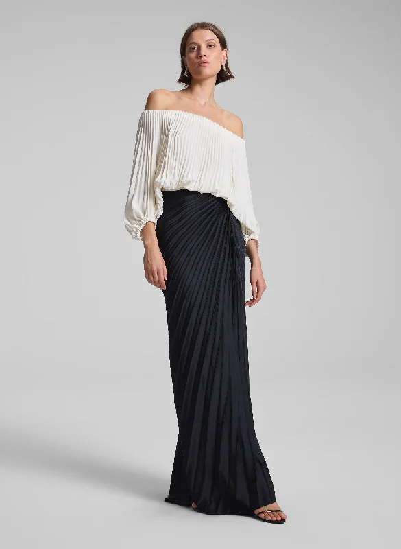 Solid Color Dresses for Simple -Bianca Pleated Maxi Skirt